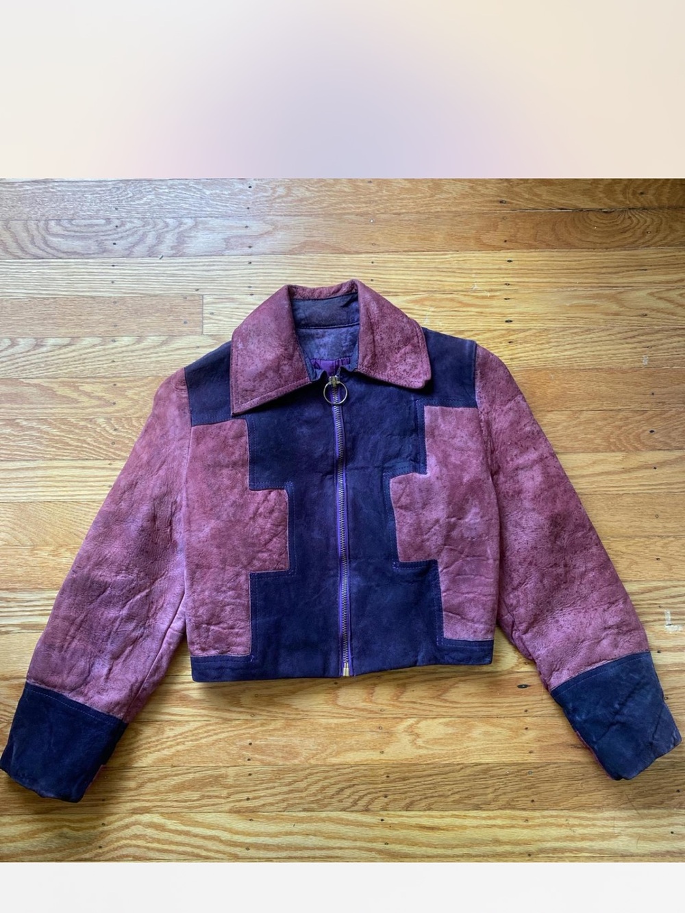 Vintage 70’s Suede Crop Jacket - Plum & Mauve